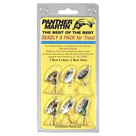 Panther Martin Deadly Six Spinner Kit, 24, Black GoldYellow RedRainbow, 6PK DSG6